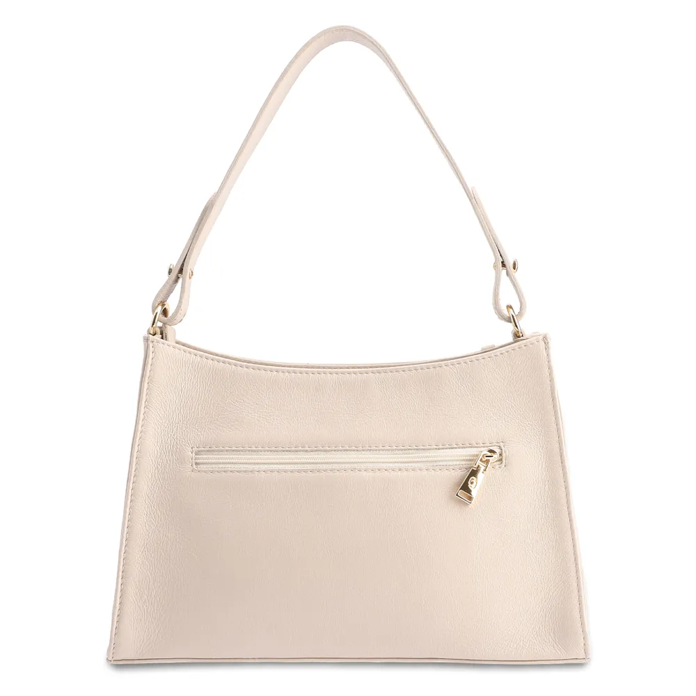 Bolsa De Ombro Média Off White Couro Lezard Pingente - imagem 3