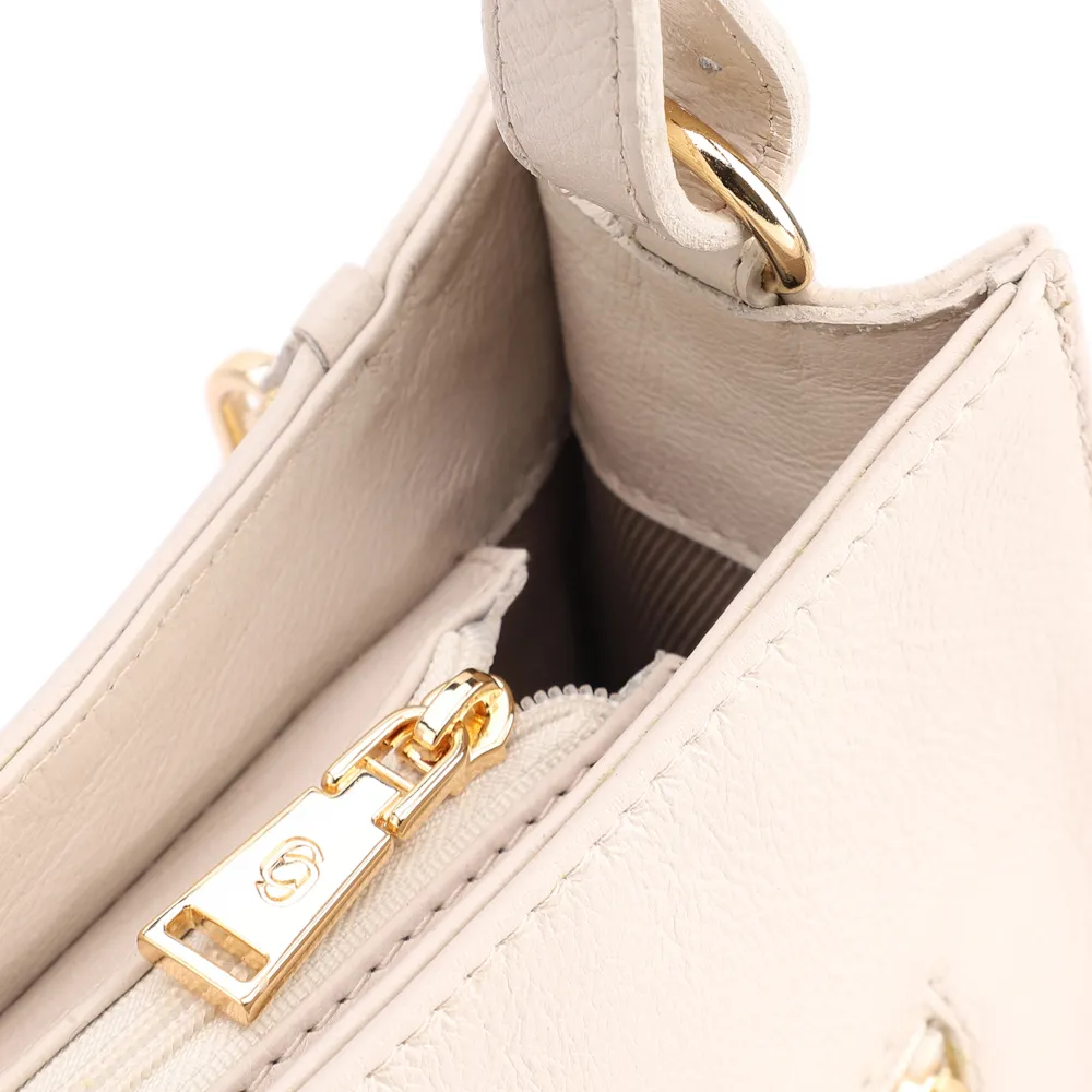 Bolsa De Ombro Média Off White Couro Lezard Pingente - imagem 5