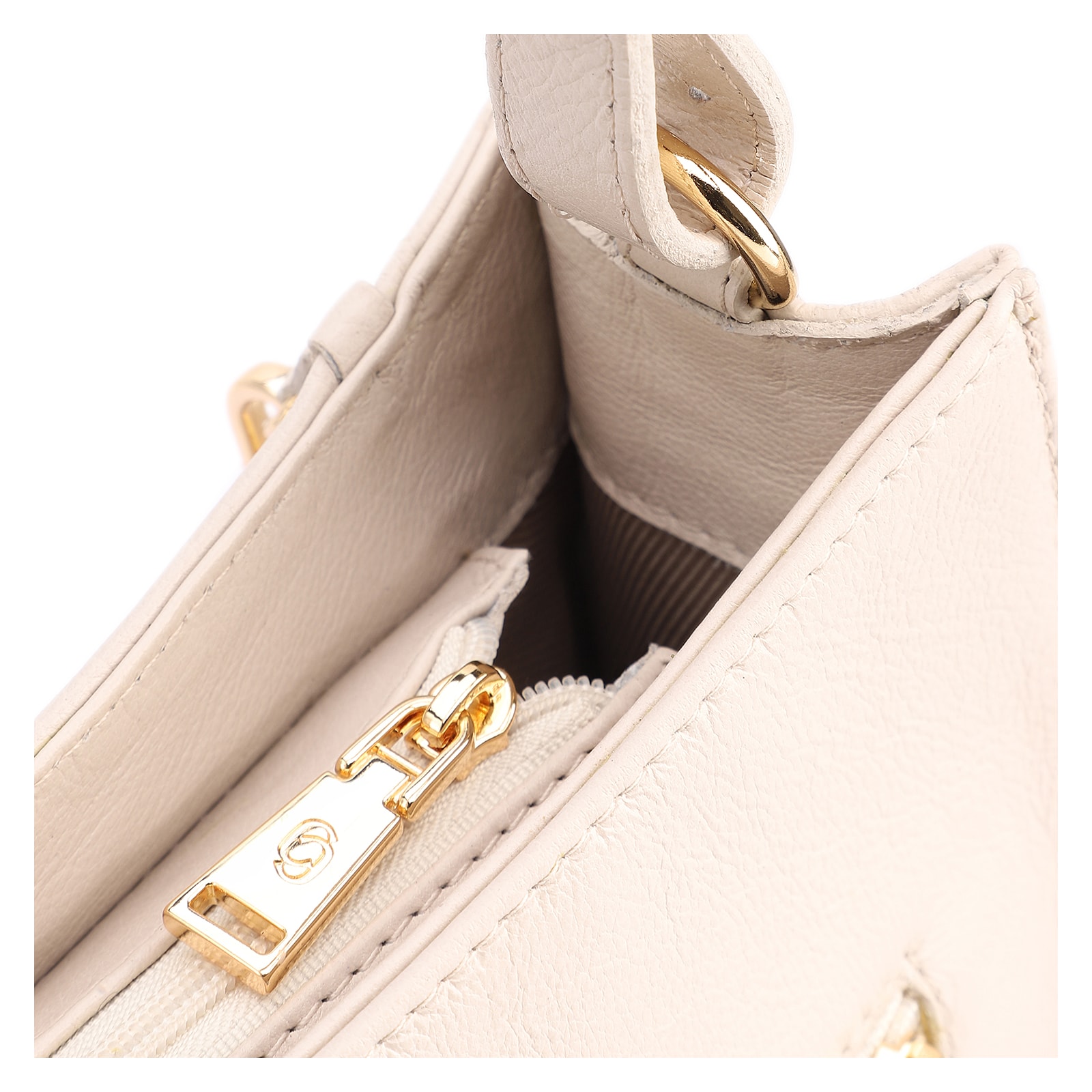 Bolsa De Ombro Média Off White Couro Lezard Pingente