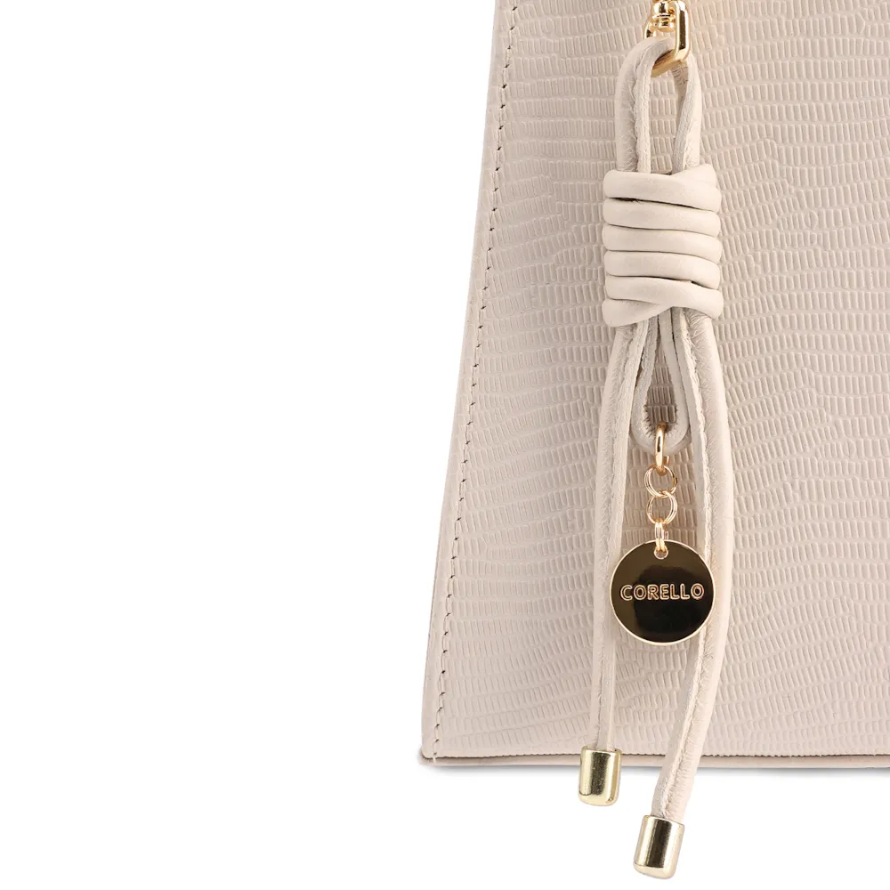Bolsa De Ombro Média Off White Couro Lezard Pingente - imagem 7