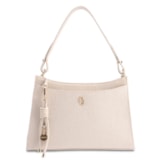 Bolsa De Ombro Média Off White Couro Lezard Pingente