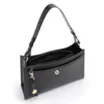 Bolsa De Ombro Média Preta Couro Lezard Pingente Corda - imagem 5