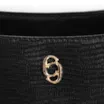 Bolsa De Ombro Média Preta Couro Lezard Pingente Corda - imagem 7