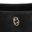Bolsa De Ombro Média Preta Couro Lezard Pingente Corda - imagem 7