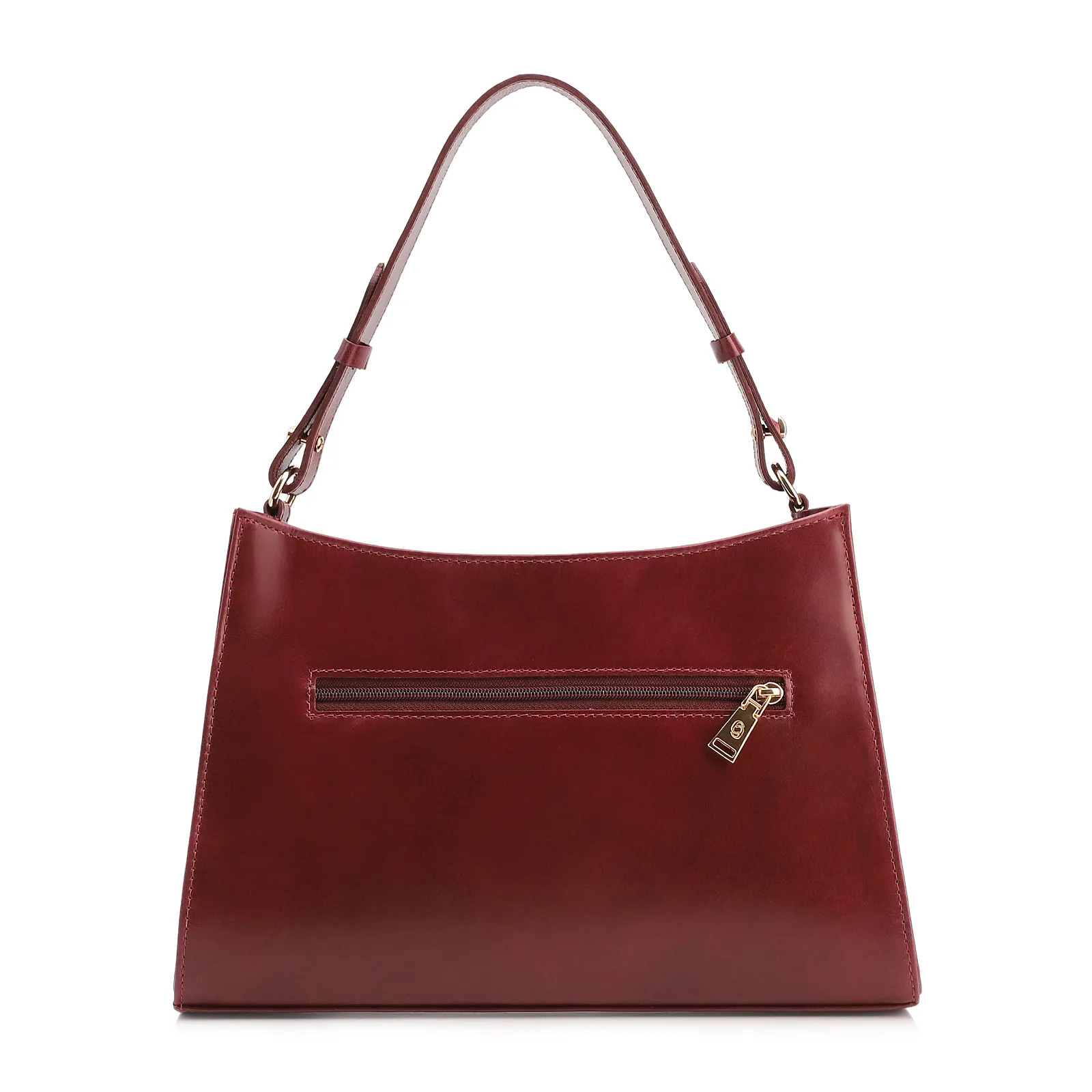 Bolsa De Ombro Média Vinho Couro Lezard Pingente Corda