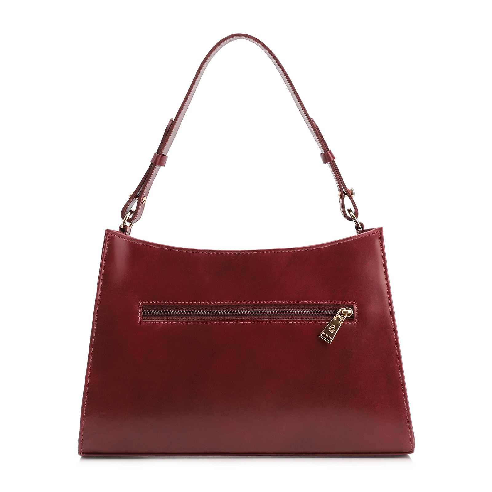 Bolsa De Ombro Média Vinho Couro Lezard Pingente Corda
