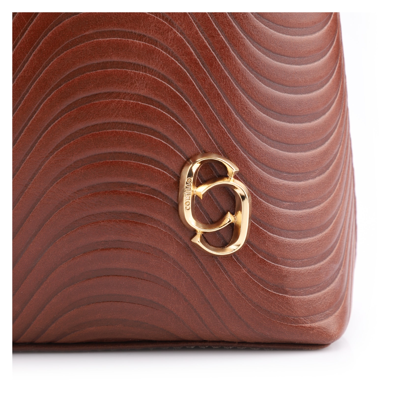 Bolsa De Ombro Ondas Couro Marrom