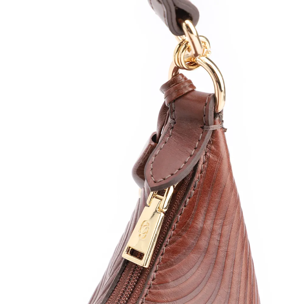 Bolsa De Ombro Ondas Couro Marrom - imagem 5