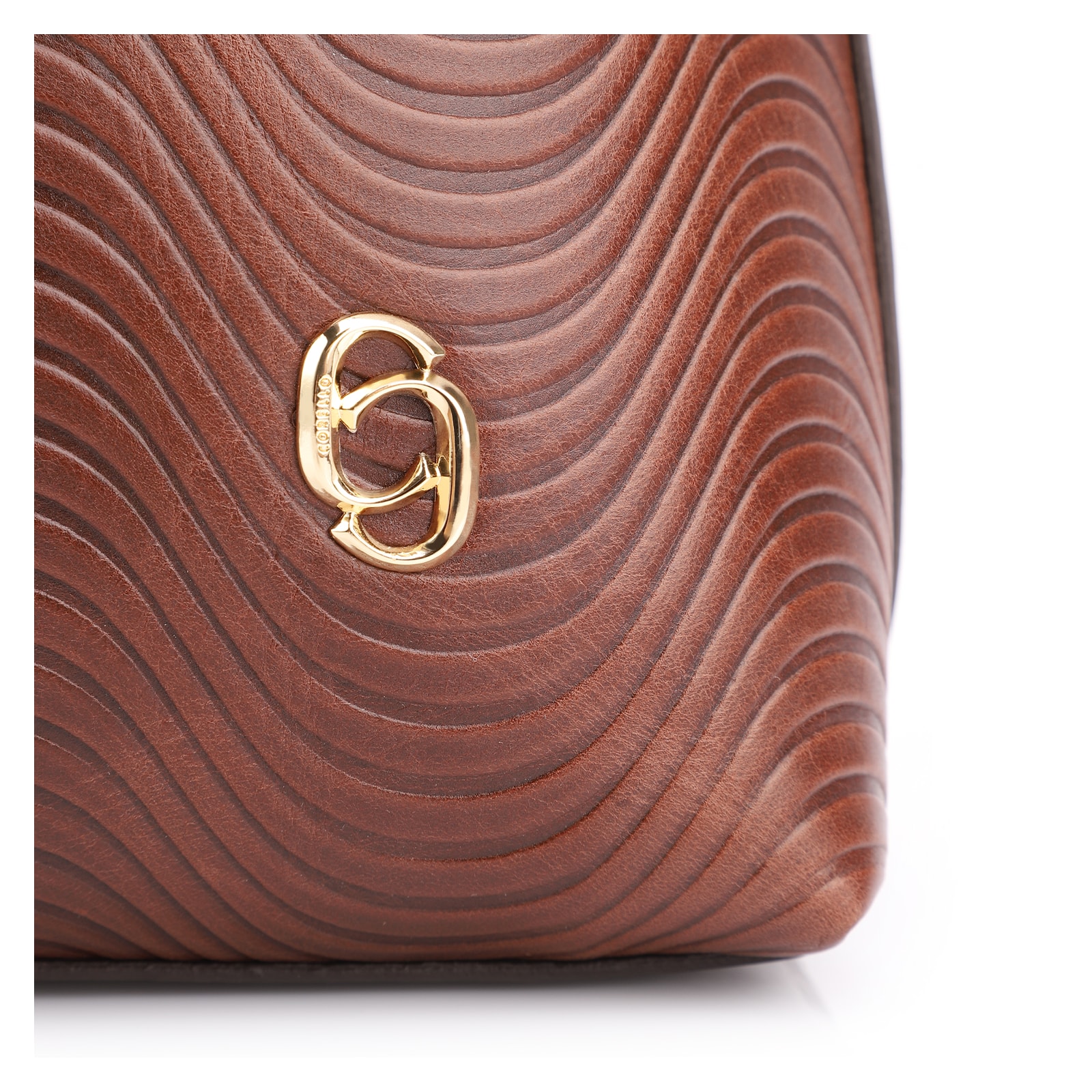 Bolsa De Ombro Ondas Couro Marrom