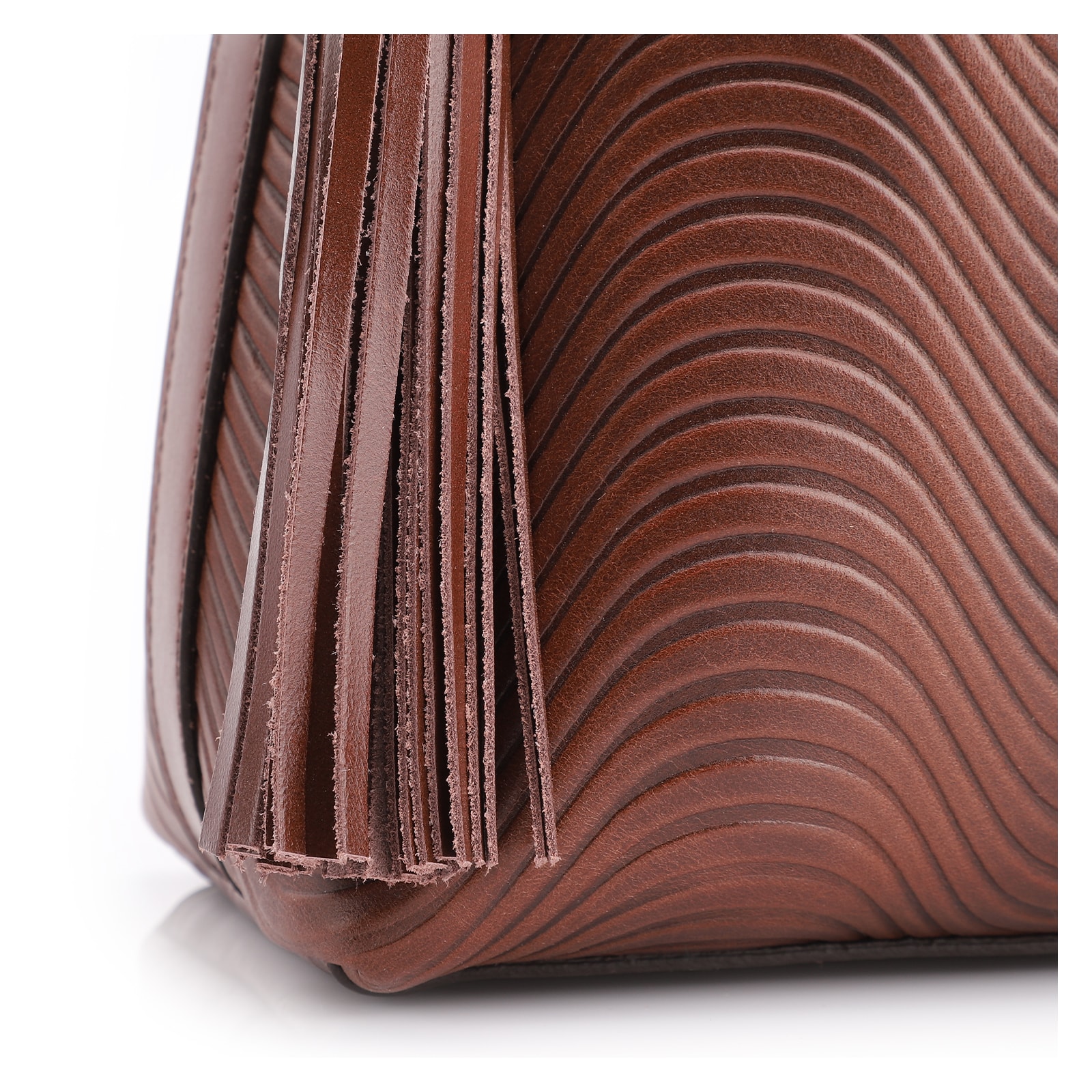 Bolsa De Ombro Ondas Couro Marrom