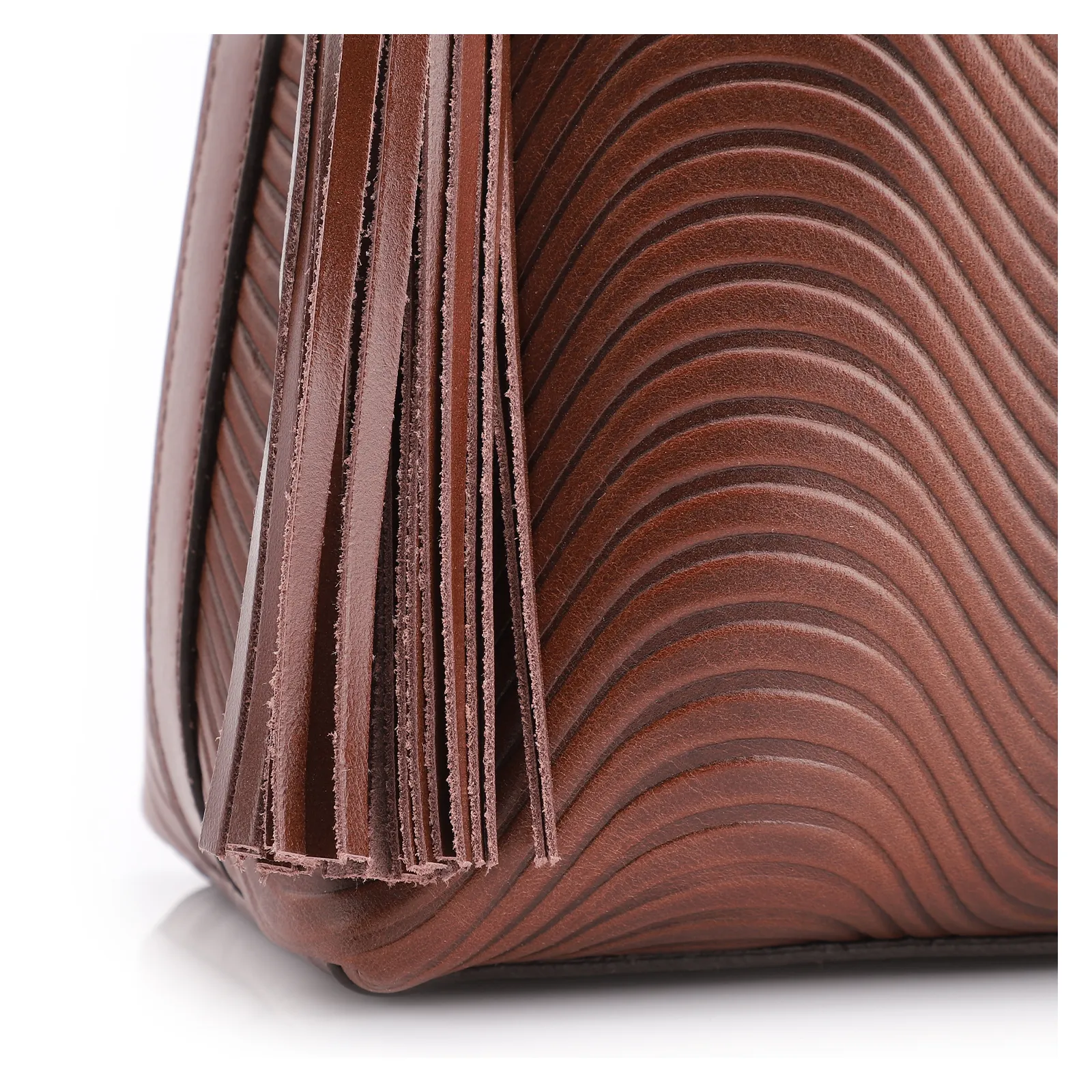 Bolsa De Ombro Ondas Couro Marrom