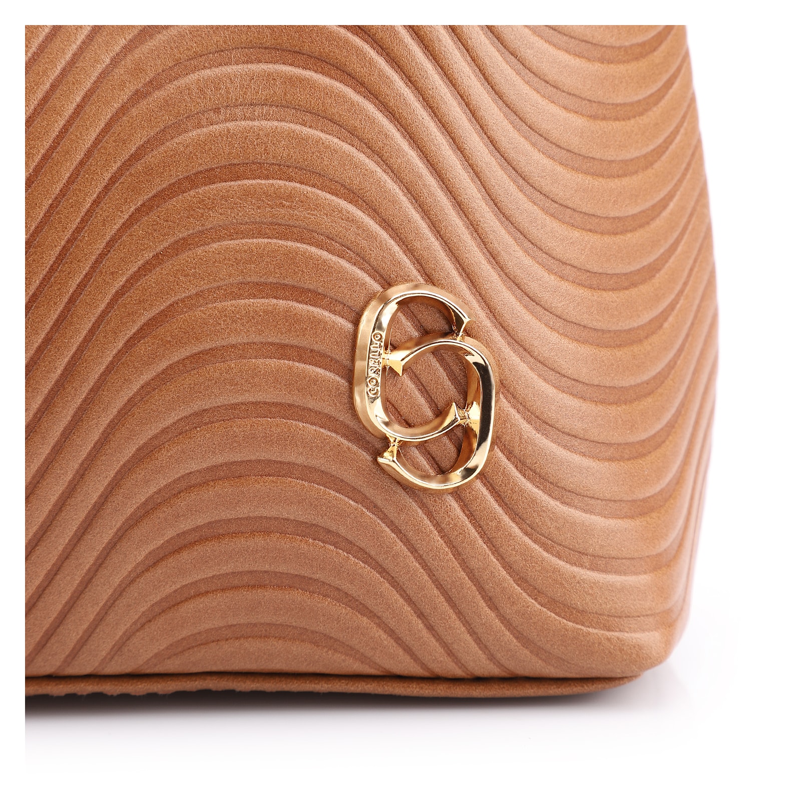 Bolsa De Ombro Ondas Couro Marrom Claro