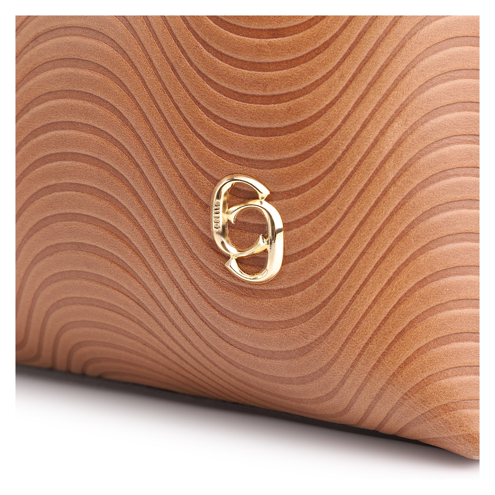 Bolsa De Ombro Ondas Couro Marrom Claro