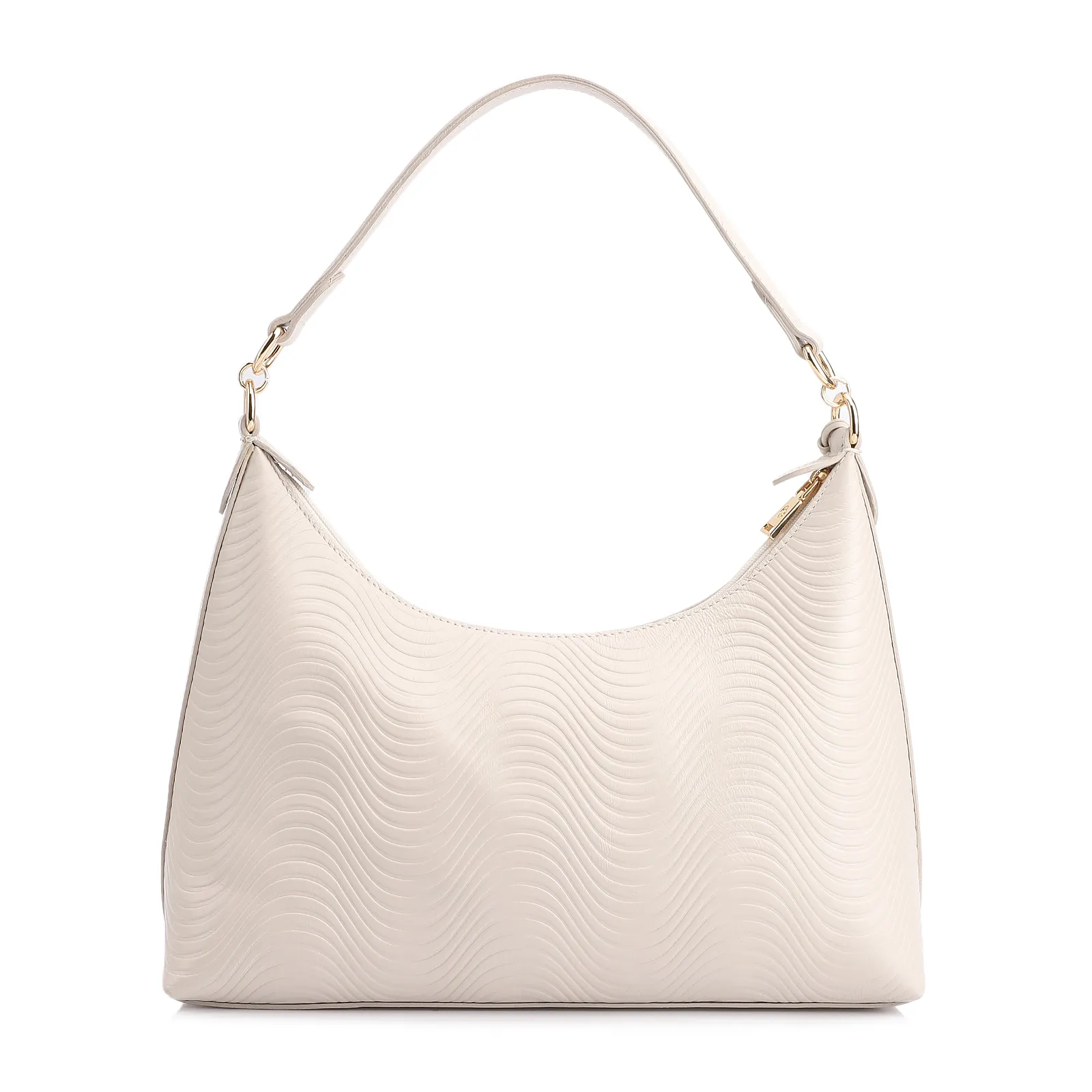 Bolsa De Ombro Ondas Couro Off White