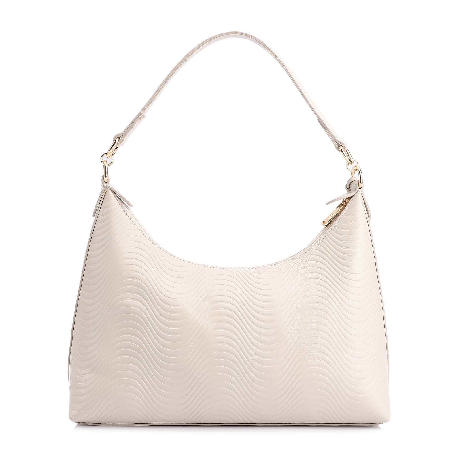 Bolsa De Ombro Ondas Couro Off White