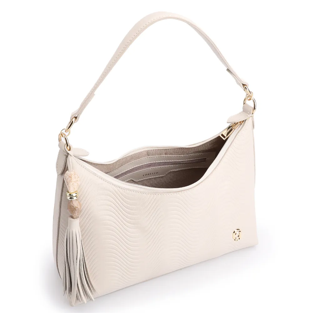 Bolsa De Ombro Ondas Couro Off White - imagem 4