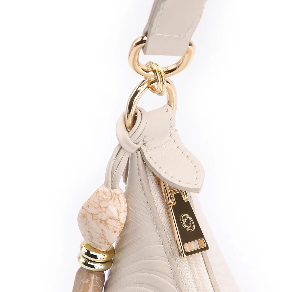 Bolsa De Ombro Ondas Couro Off White - imagem 5