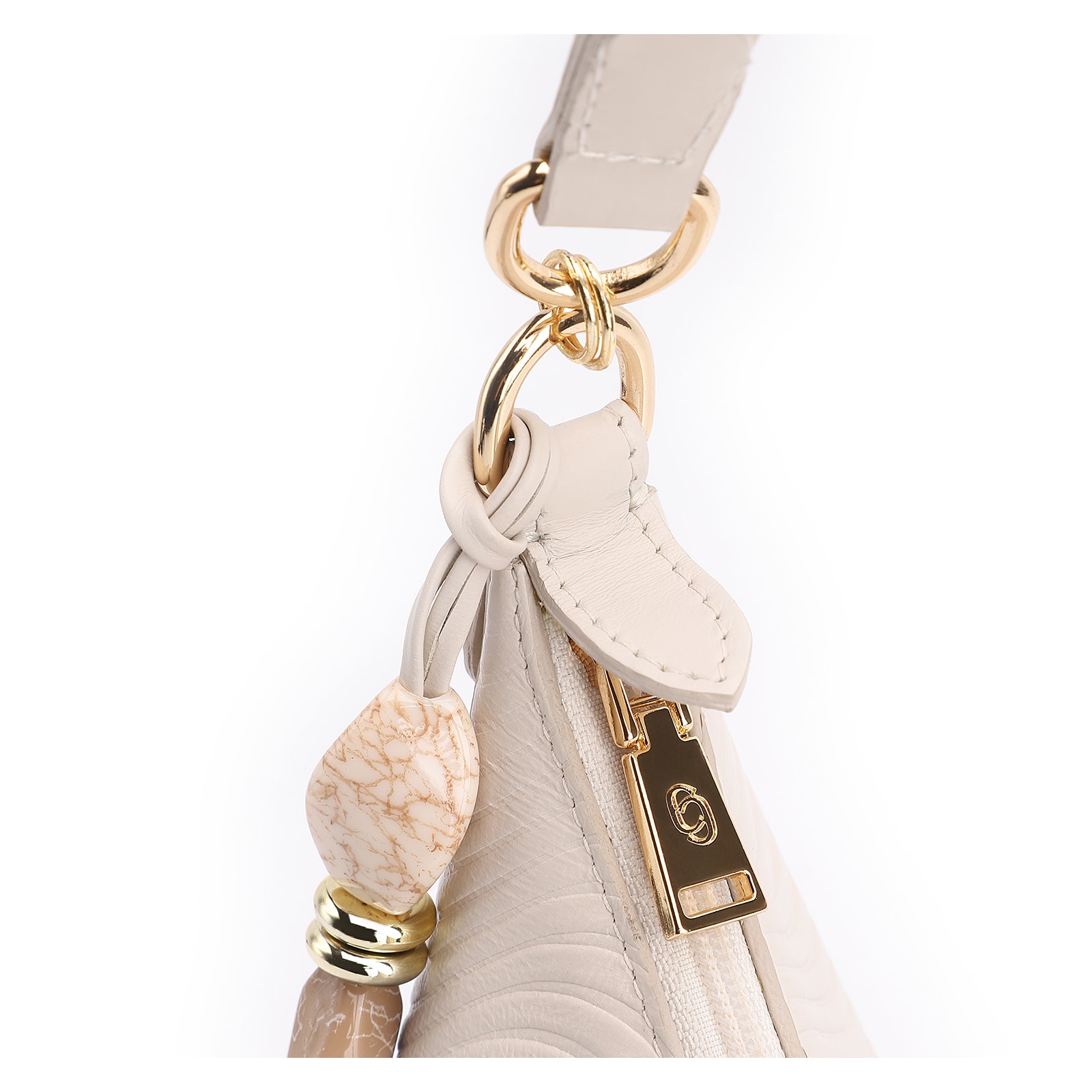 Bolsa De Ombro Ondas Couro Off White