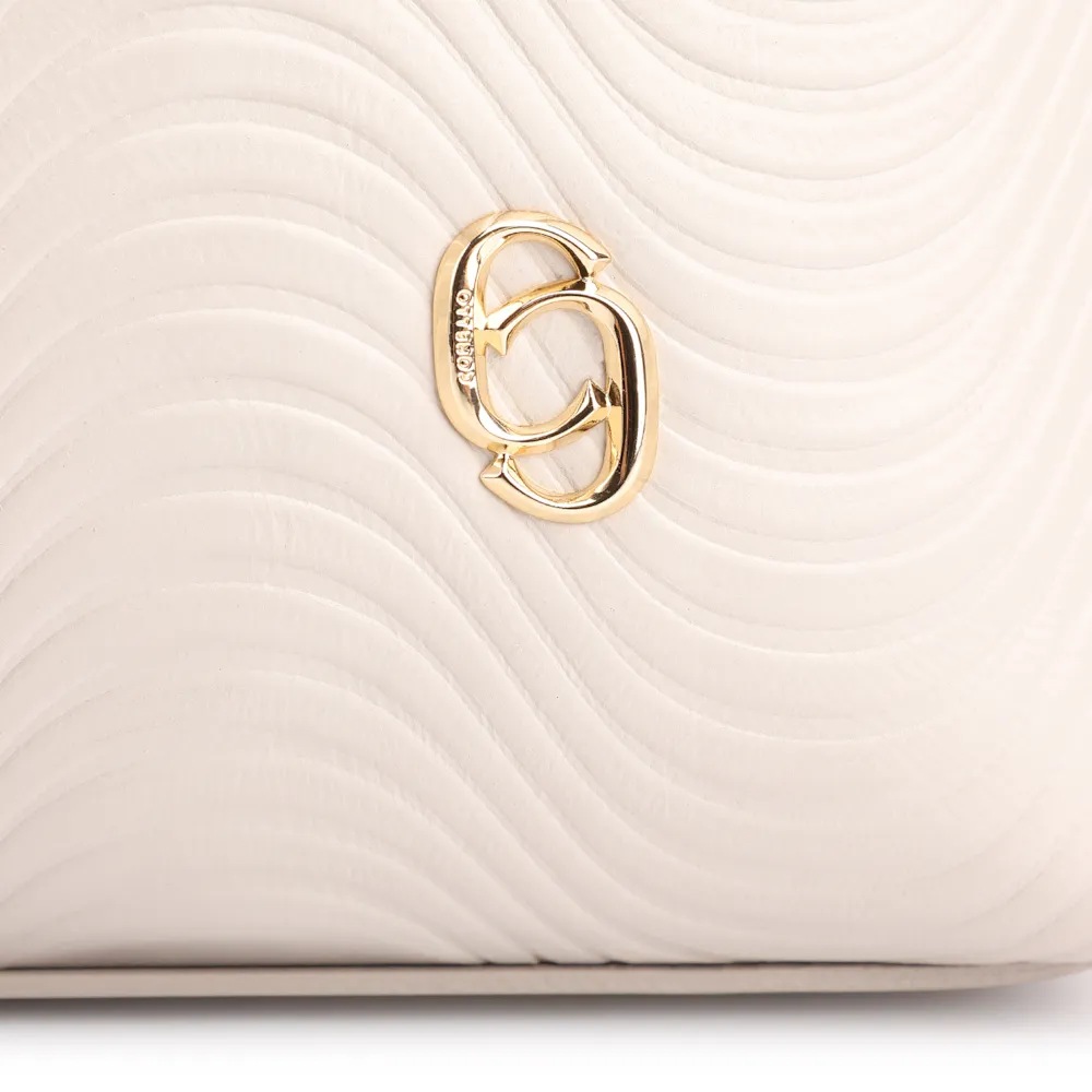 Bolsa De Ombro Ondas Couro Off White - imagem 6
