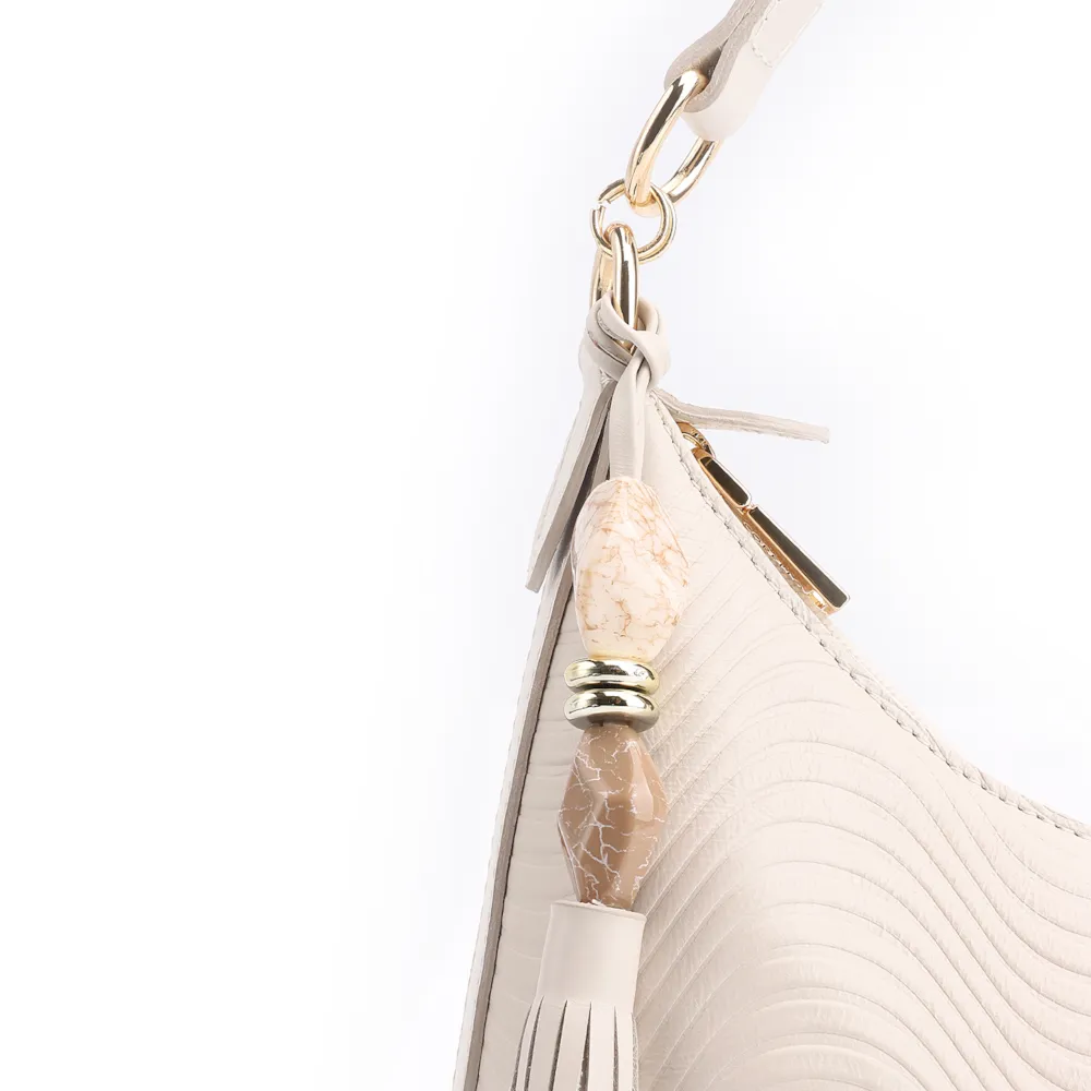 Bolsa De Ombro Ondas Couro Off White - imagem 7