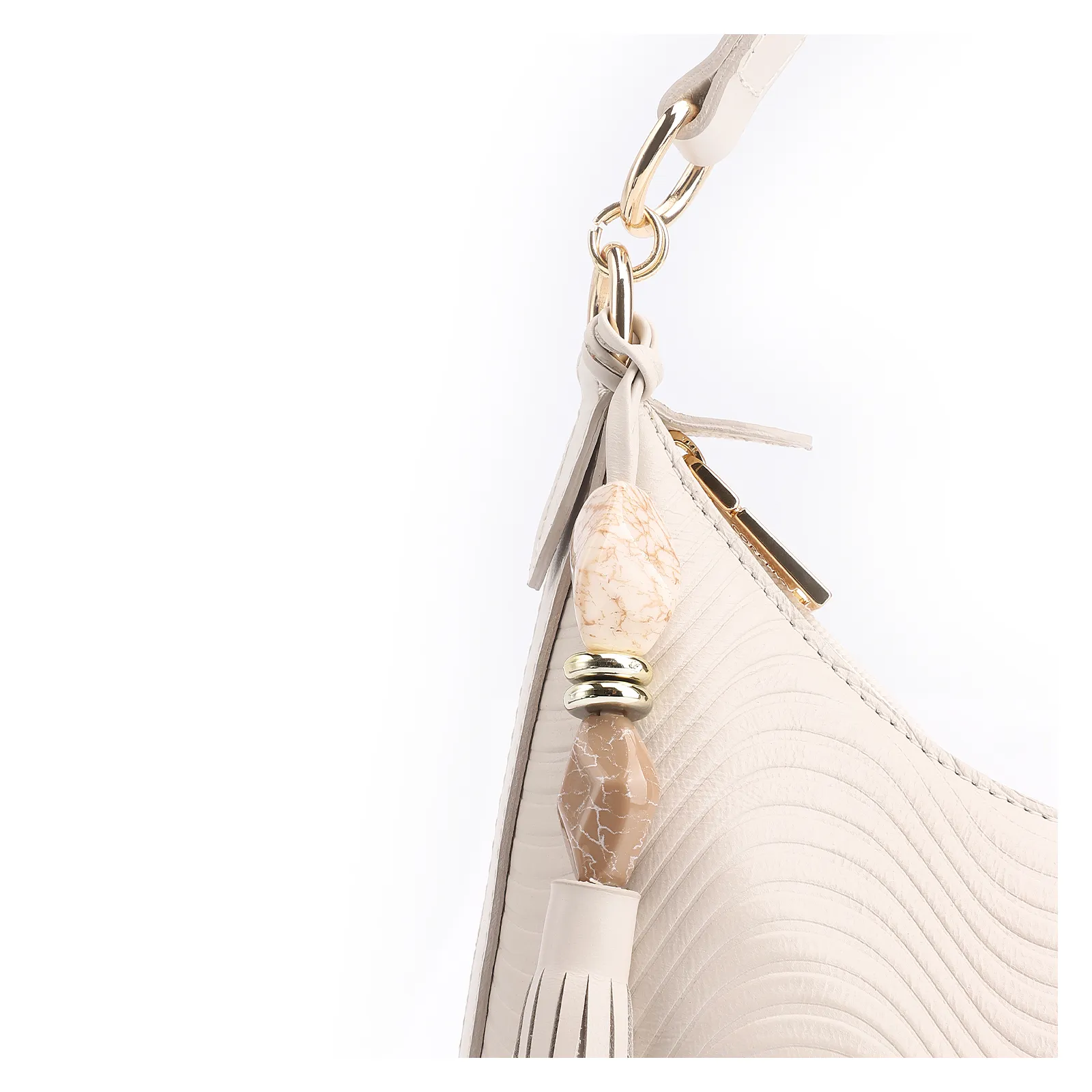 Bolsa De Ombro Ondas Couro Off White
