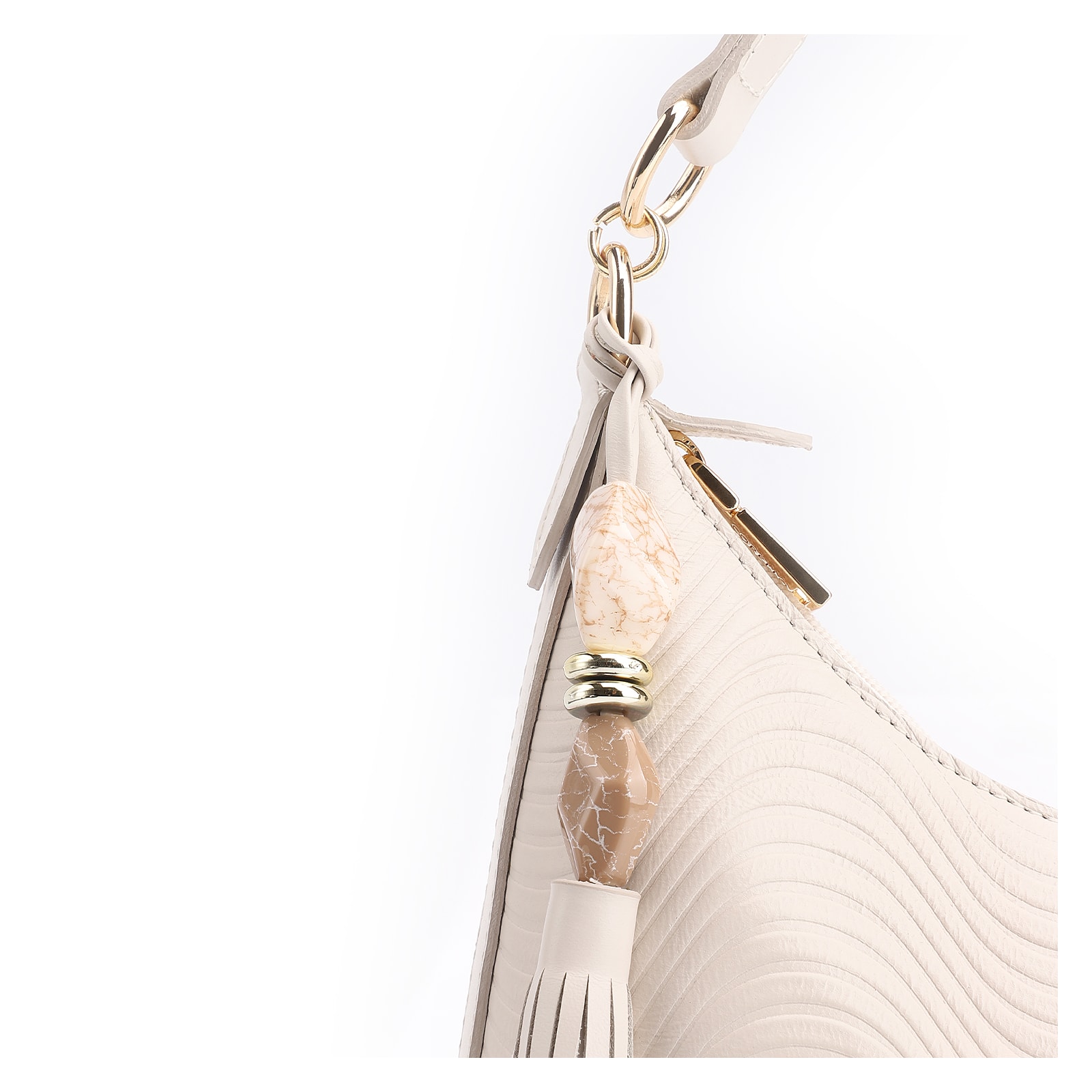 Bolsa De Ombro Ondas Couro Off White