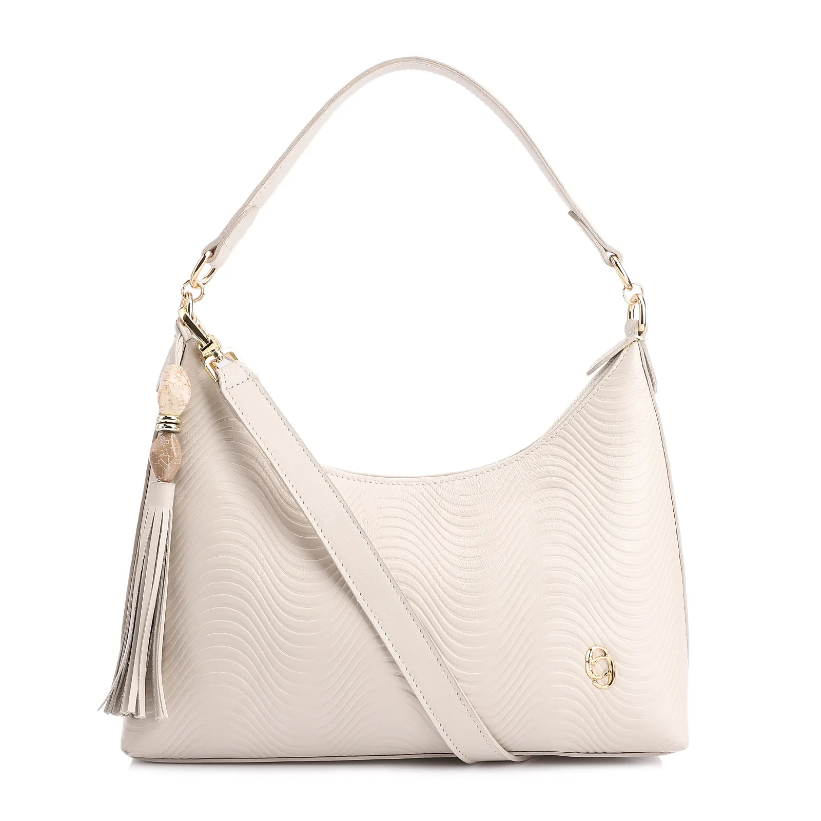 Bolsa De Ombro Ondas Couro Off White