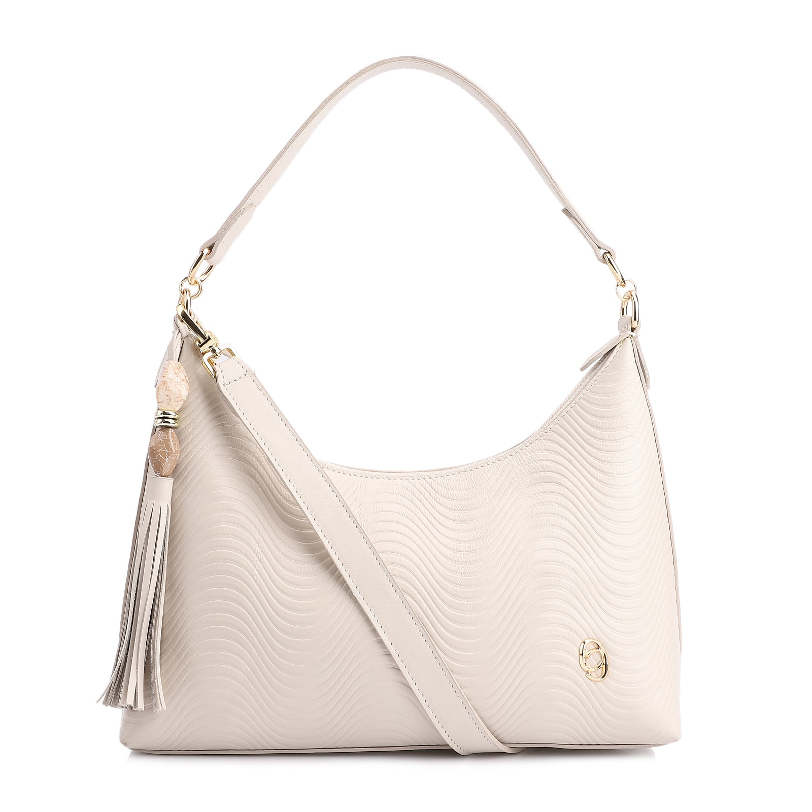 Bolsa De Ombro Ondas Couro Off White