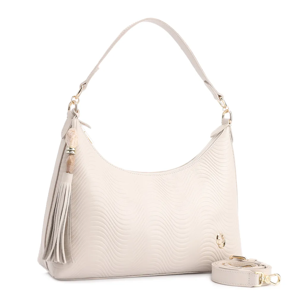 Bolsa De Ombro Ondas Couro Off White - imagem 2