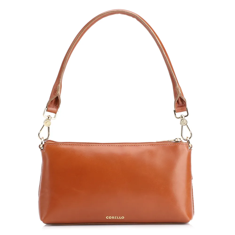 Bolsa De Ombro Patchwork Couro Marrom Claro - imagem 4