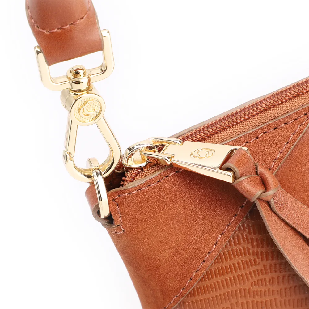 Bolsa De Ombro Patchwork Couro Marrom Claro - imagem 9