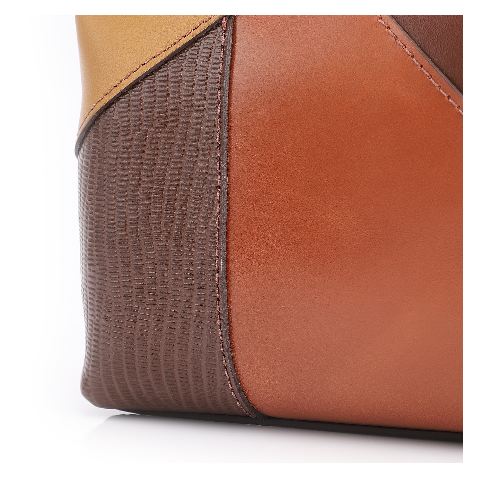 Bolsa De Ombro Patchwork Couro Marrom/Couro Colors