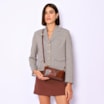 Bolsa De Ombro Patchwork Couro Marrom Escuro - imagem 2