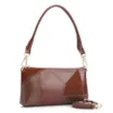 Bolsa De Ombro Patchwork Couro Marrom Escuro - imagem 3