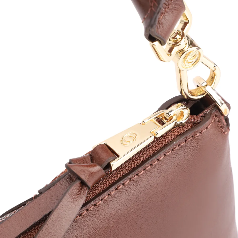 Bolsa De Ombro Patchwork Couro Marrom Escuro - imagem 6