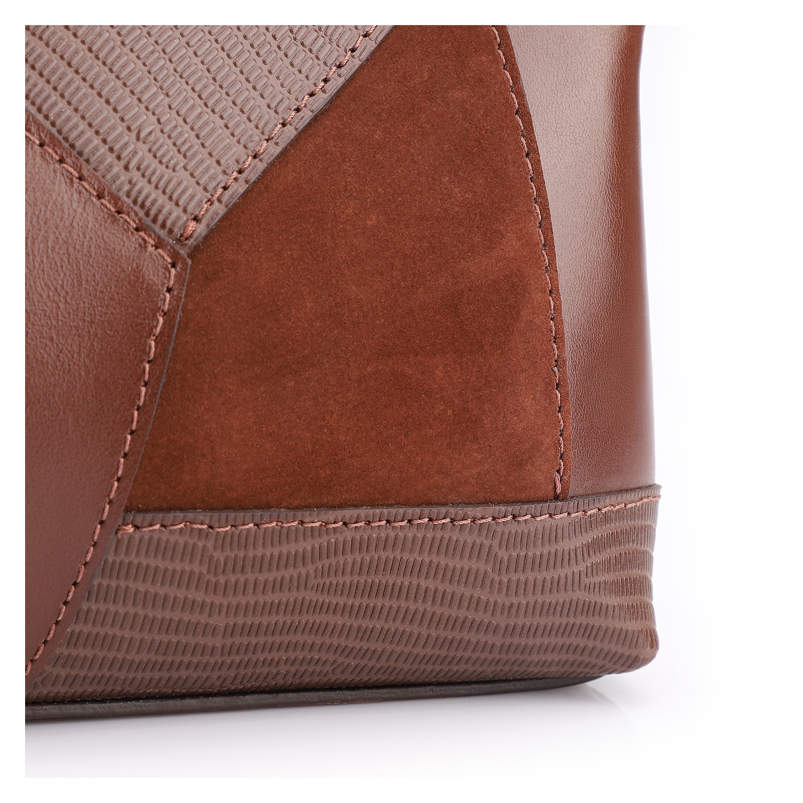 Bolsa De Ombro Patchwork Couro Marrom Escuro