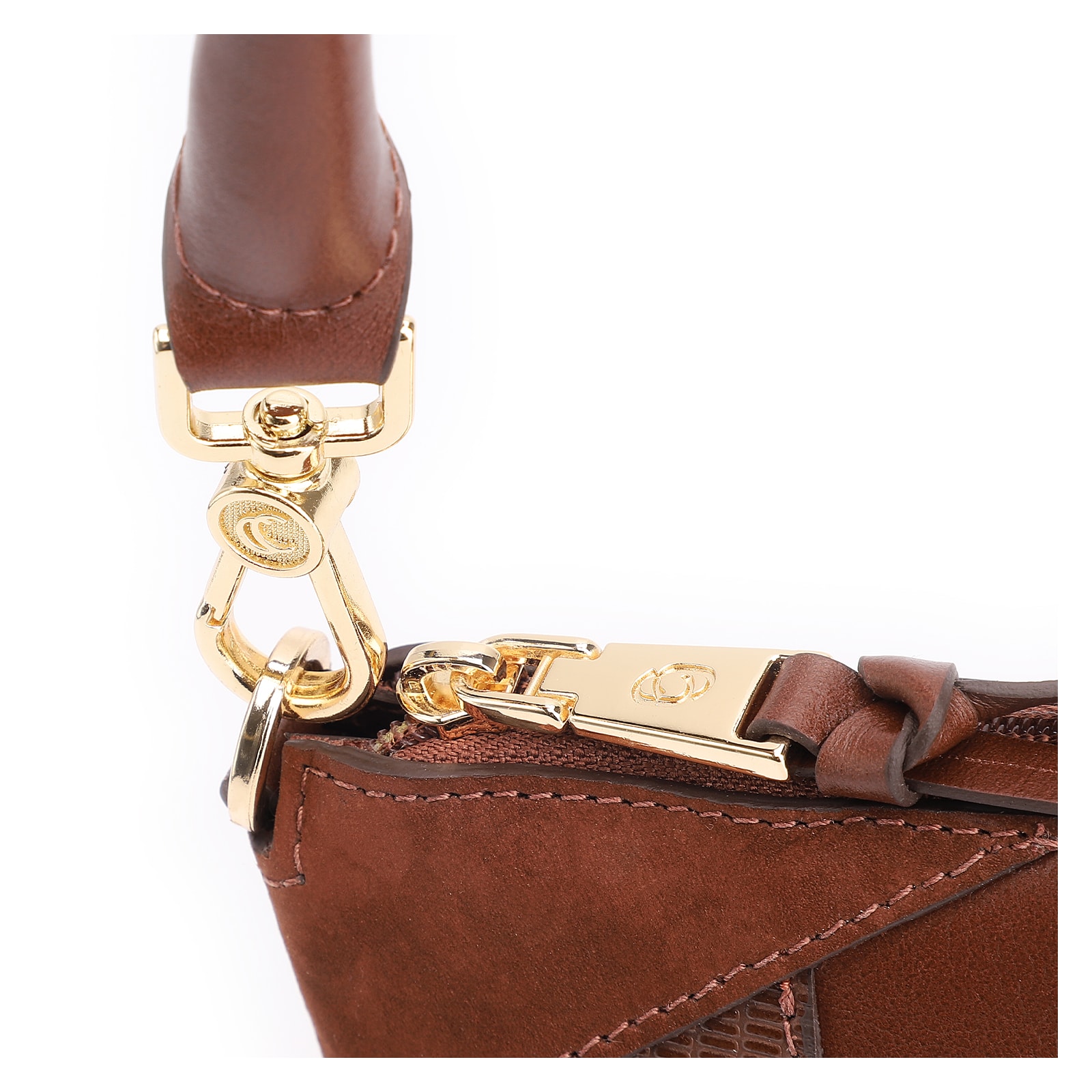 Bolsa De Ombro Patchwork Couro Marrom Escuro