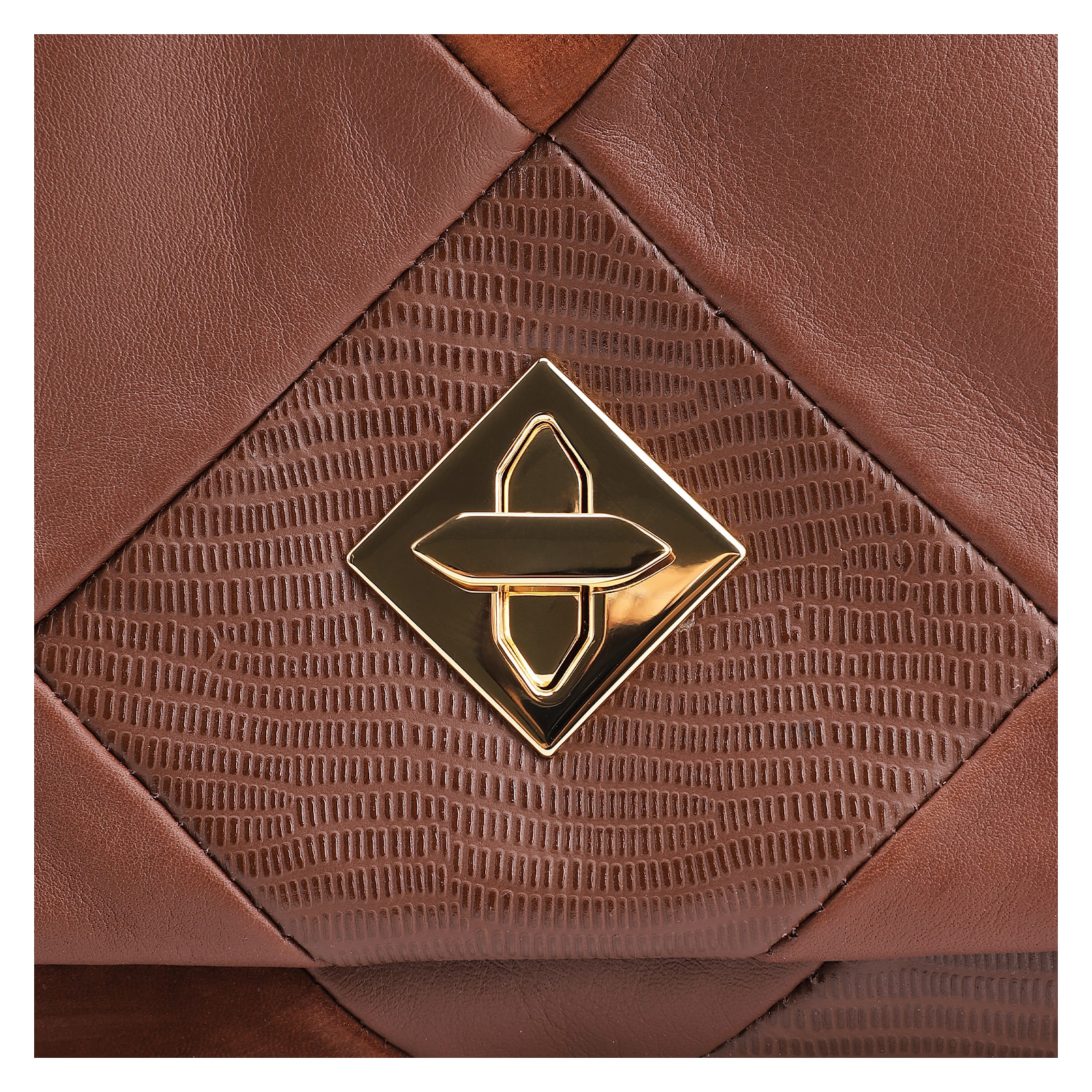 Bolsa De Ombro Patchwork Couro Marrom/Patcwork Marrom