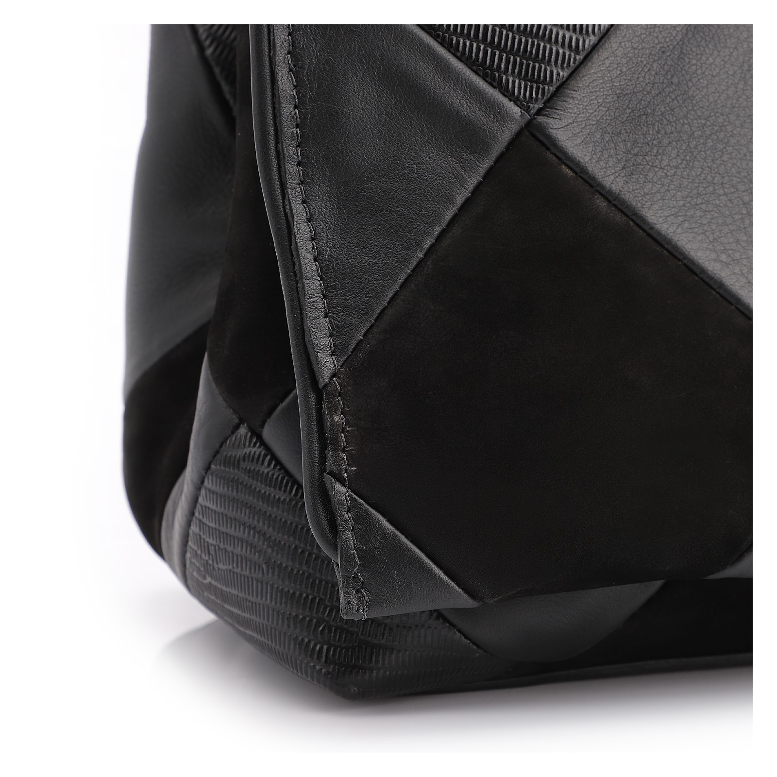 Bolsa De Ombro Patchwork Couro Preto