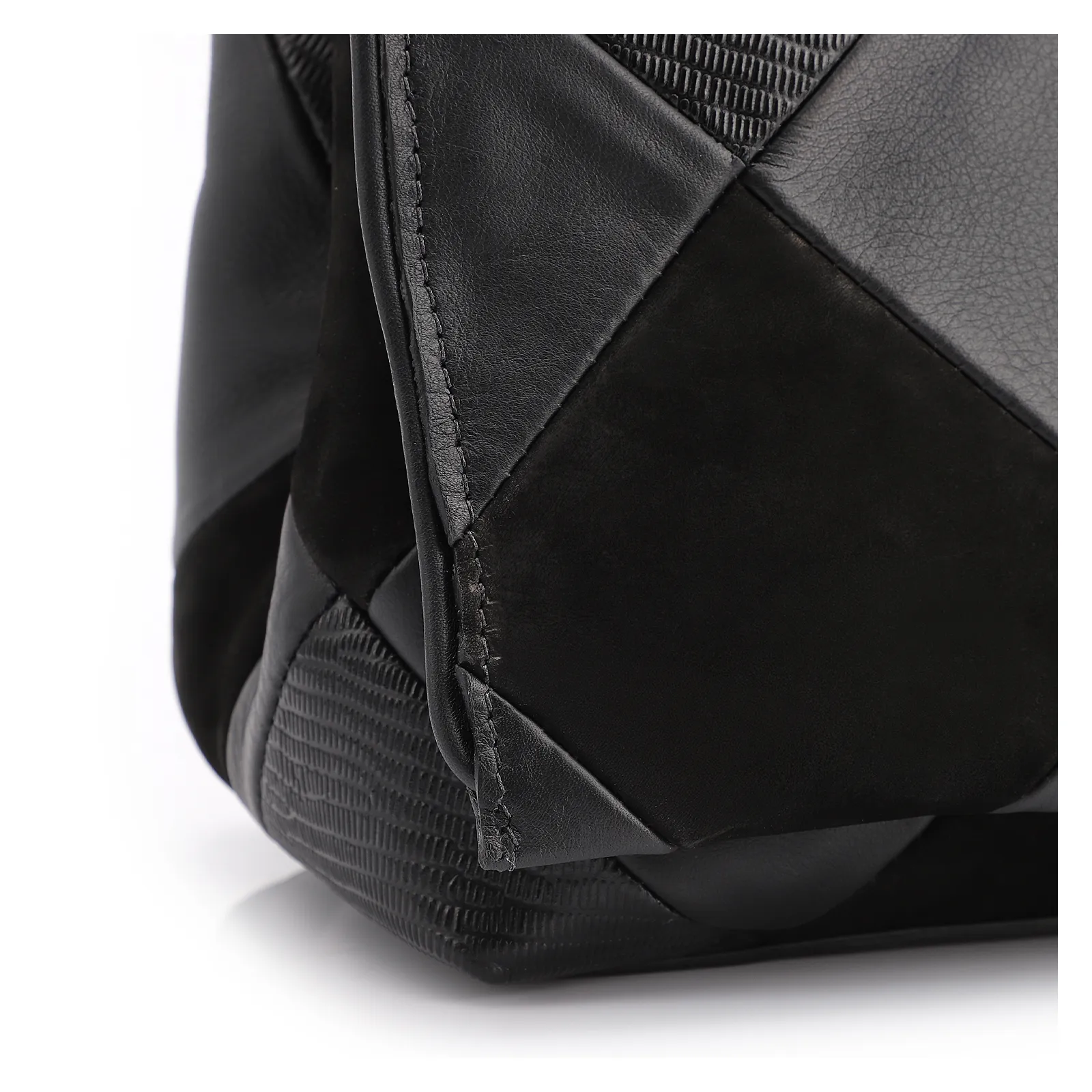 Bolsa De Ombro Patchwork Couro Preto