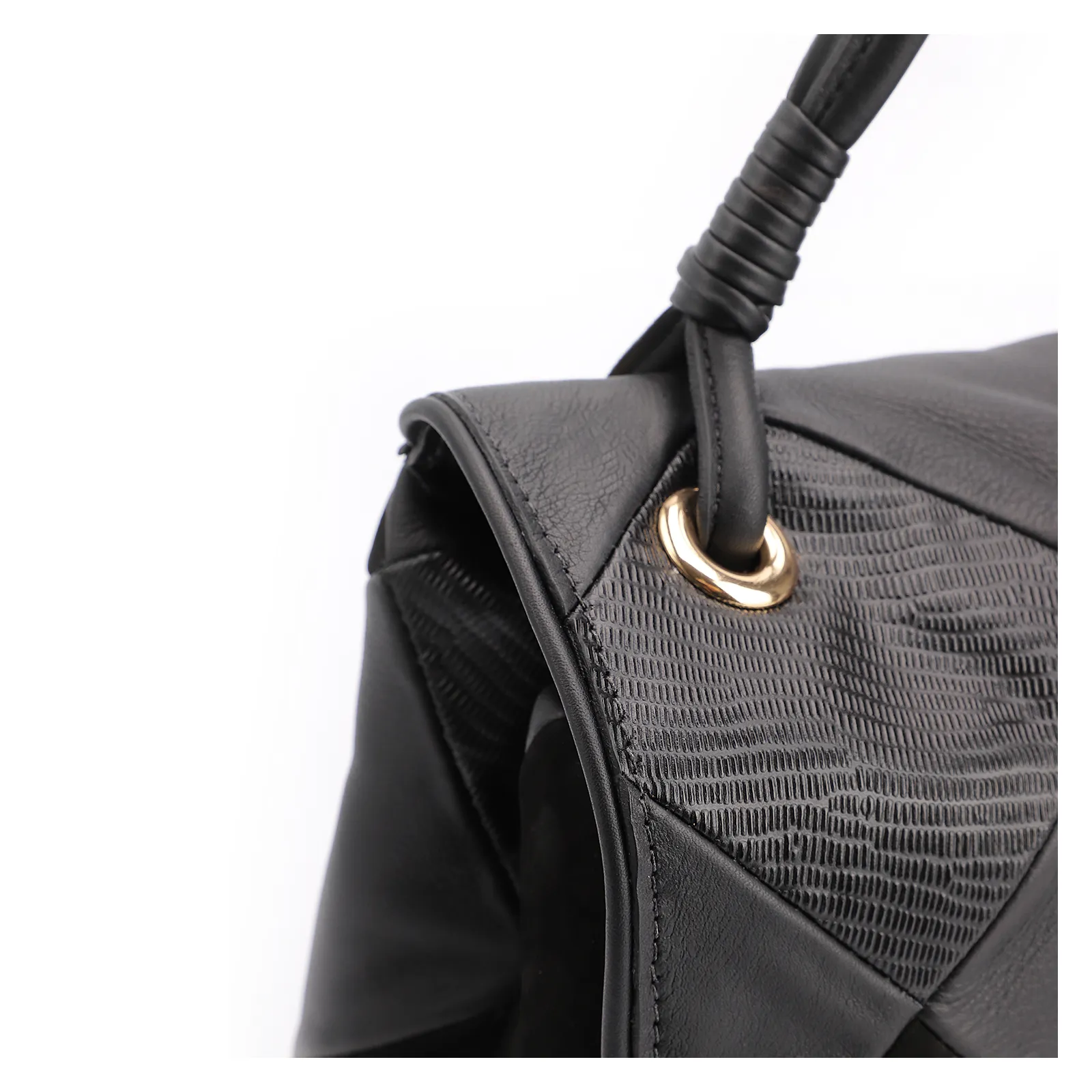 Bolsa De Ombro Patchwork Couro Preto