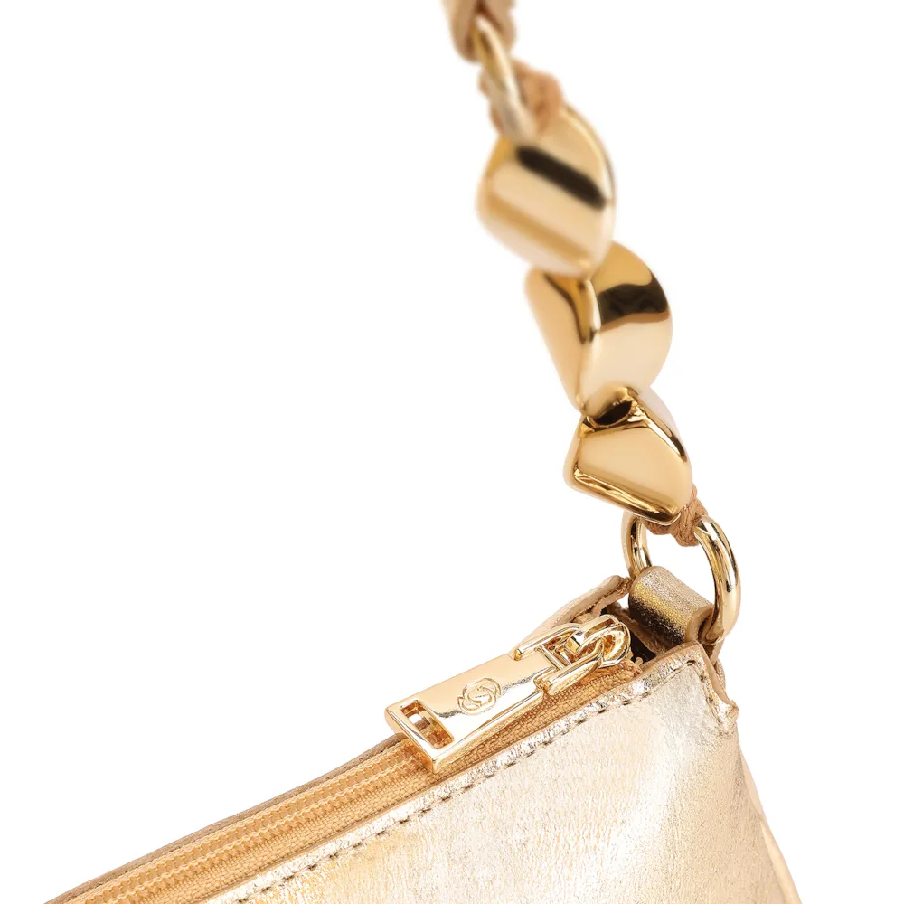 Bolsa De Ombro Pedras Couro Dourado - imagem 6