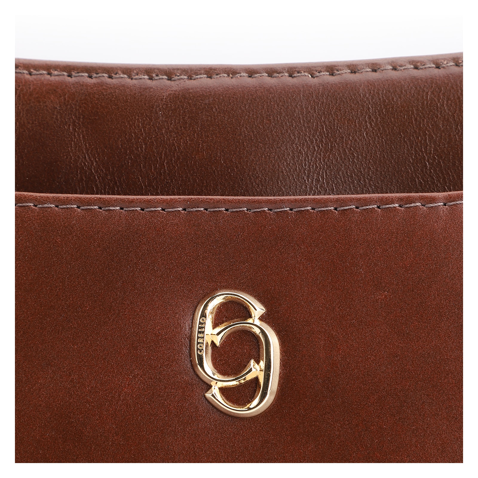 Bolsa De Ombro Pedras Couro Marrom