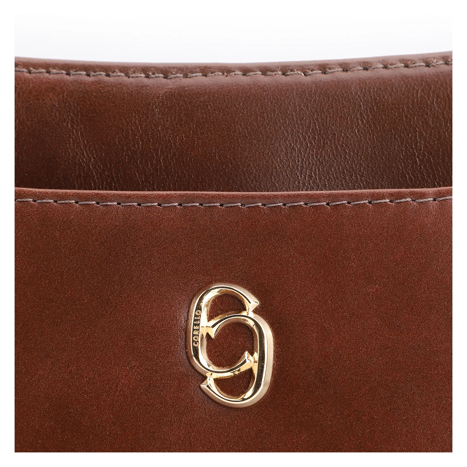 Bolsa De Ombro Pedras Couro Marrom