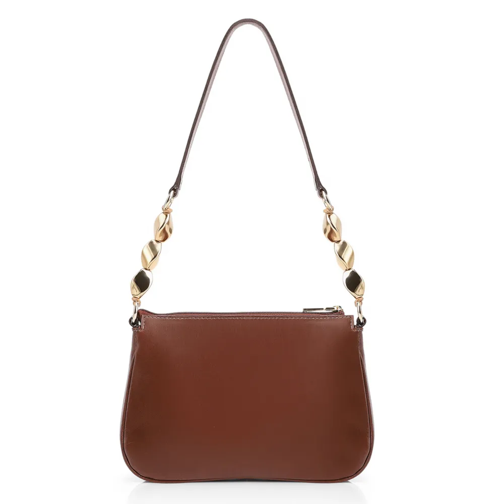 Bolsa De Ombro Pedras Couro Marrom - imagem 3