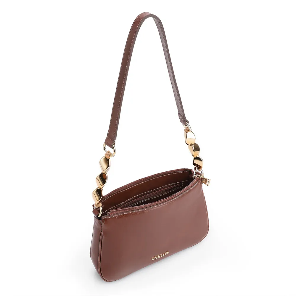 Bolsa De Ombro Pedras Couro Marrom - imagem 4