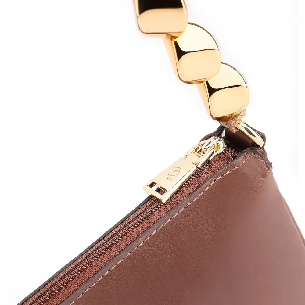 Bolsa De Ombro Pedras Couro Marrom - imagem 5