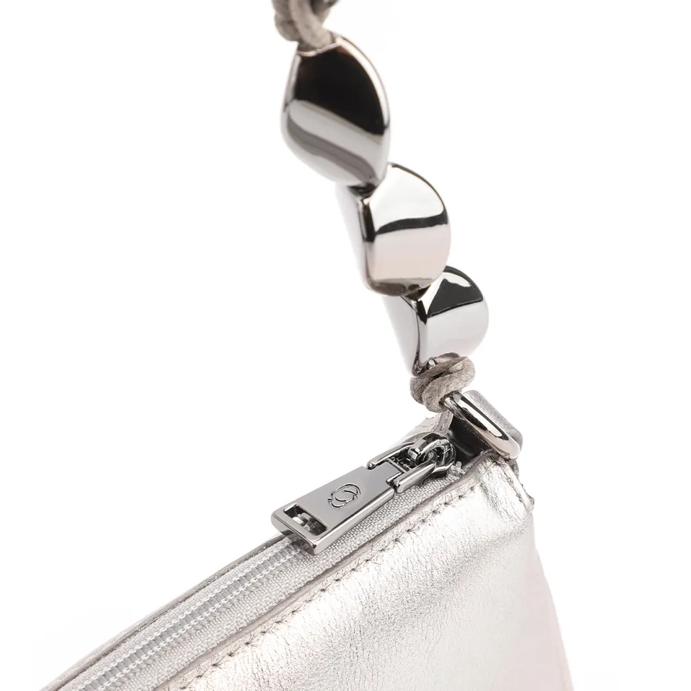 Bolsa De Ombro Pedras Couro Prata - imagem 6