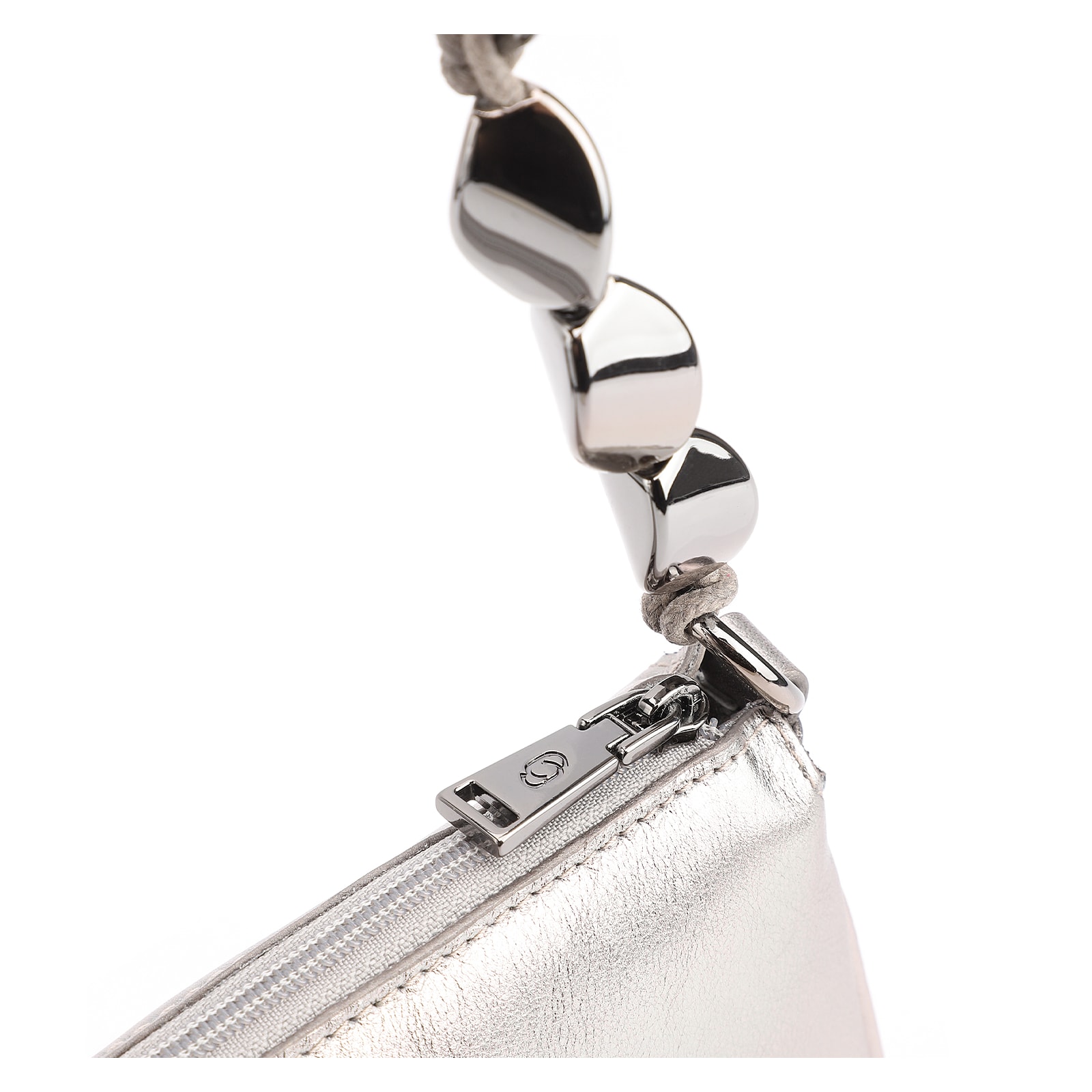 Bolsa De Ombro Pedras Couro Prata