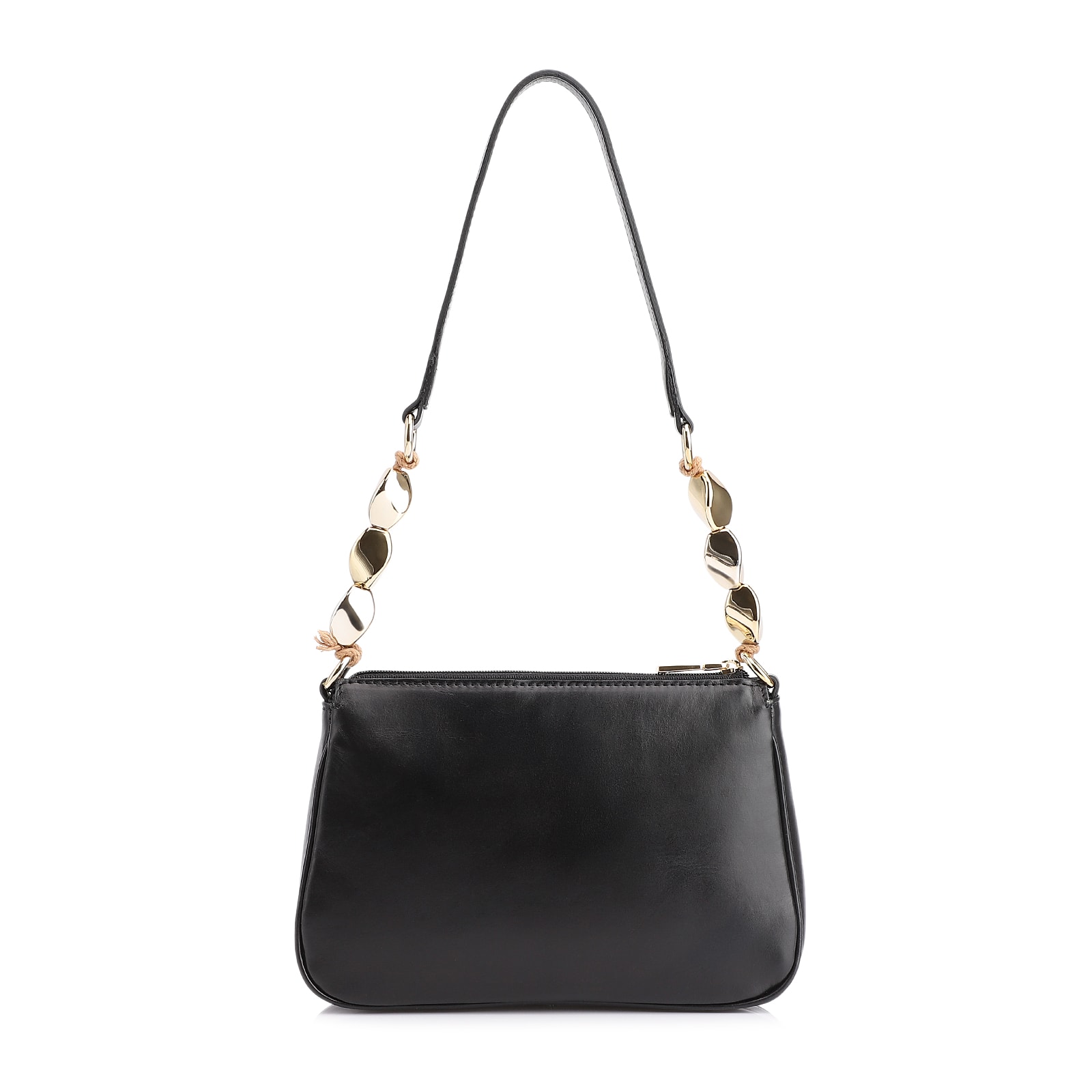 Bolsa De Ombro Pedras Couro Preto